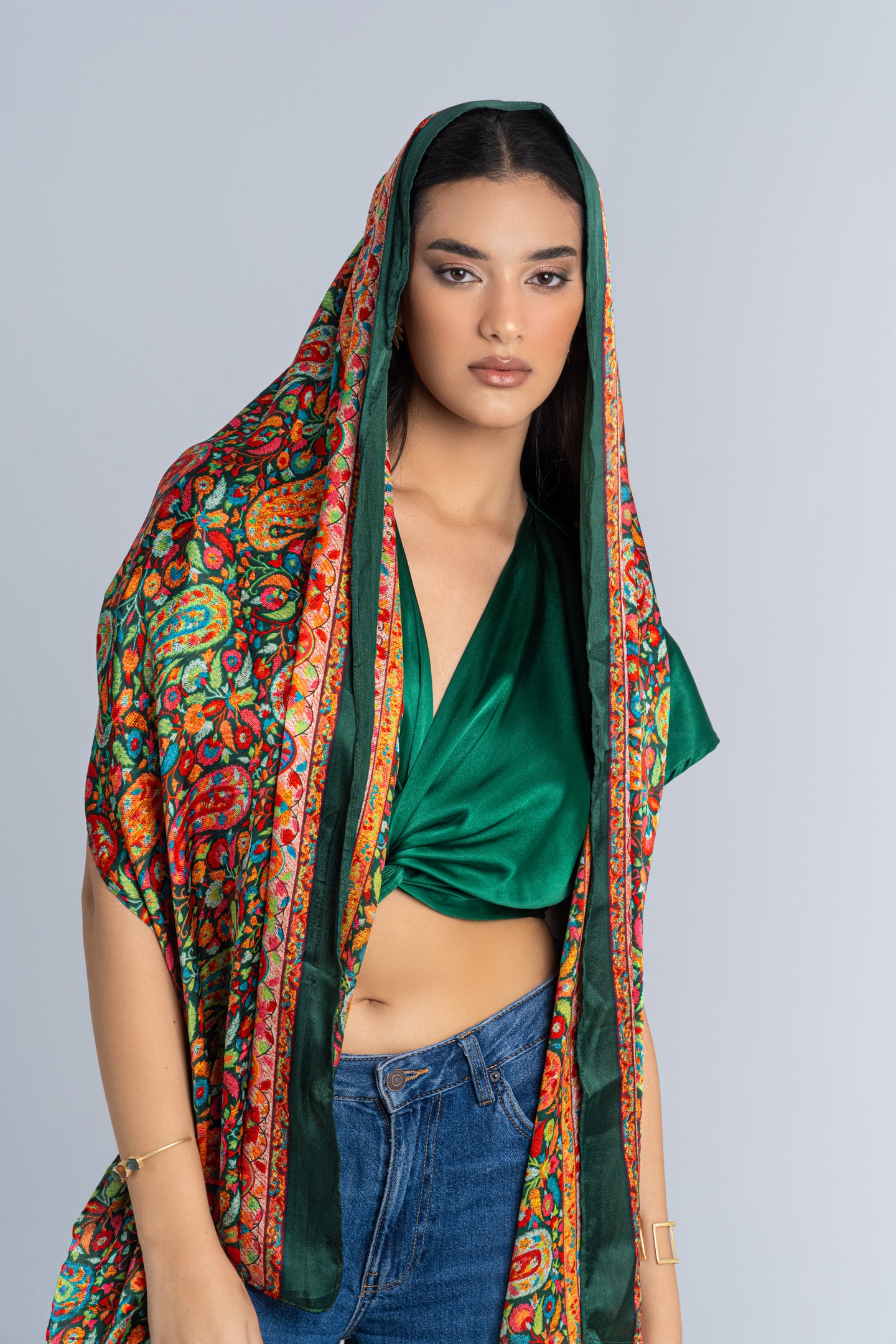 Kashmir - Silky Green Shawl